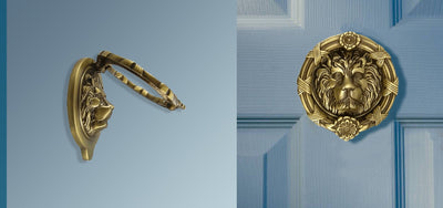 ##Antique Hardware## Ribbon & Reed 6 Inch Brass Lion Door Knocker (Several Finishes Available)