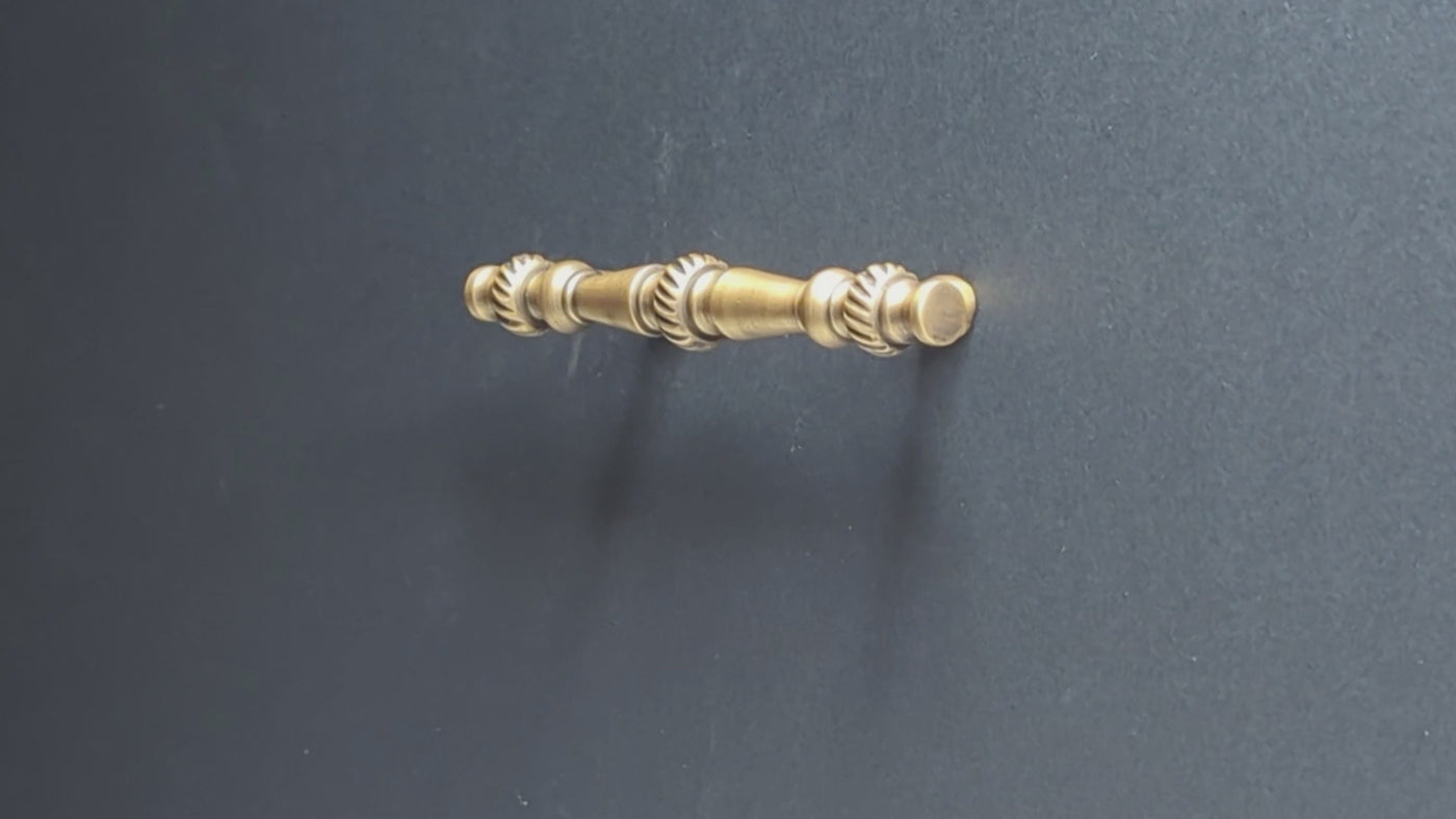 5 Inch Overall (3 Inch c-c) Solid Brass Georgian Roped Style Pull (Several Finishes Available)