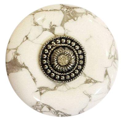 Antique Hardware 1 3/8 Inch White Howlite Cabinet and Furniture Knob (Polished Chrome Finish) CABINET KNOB