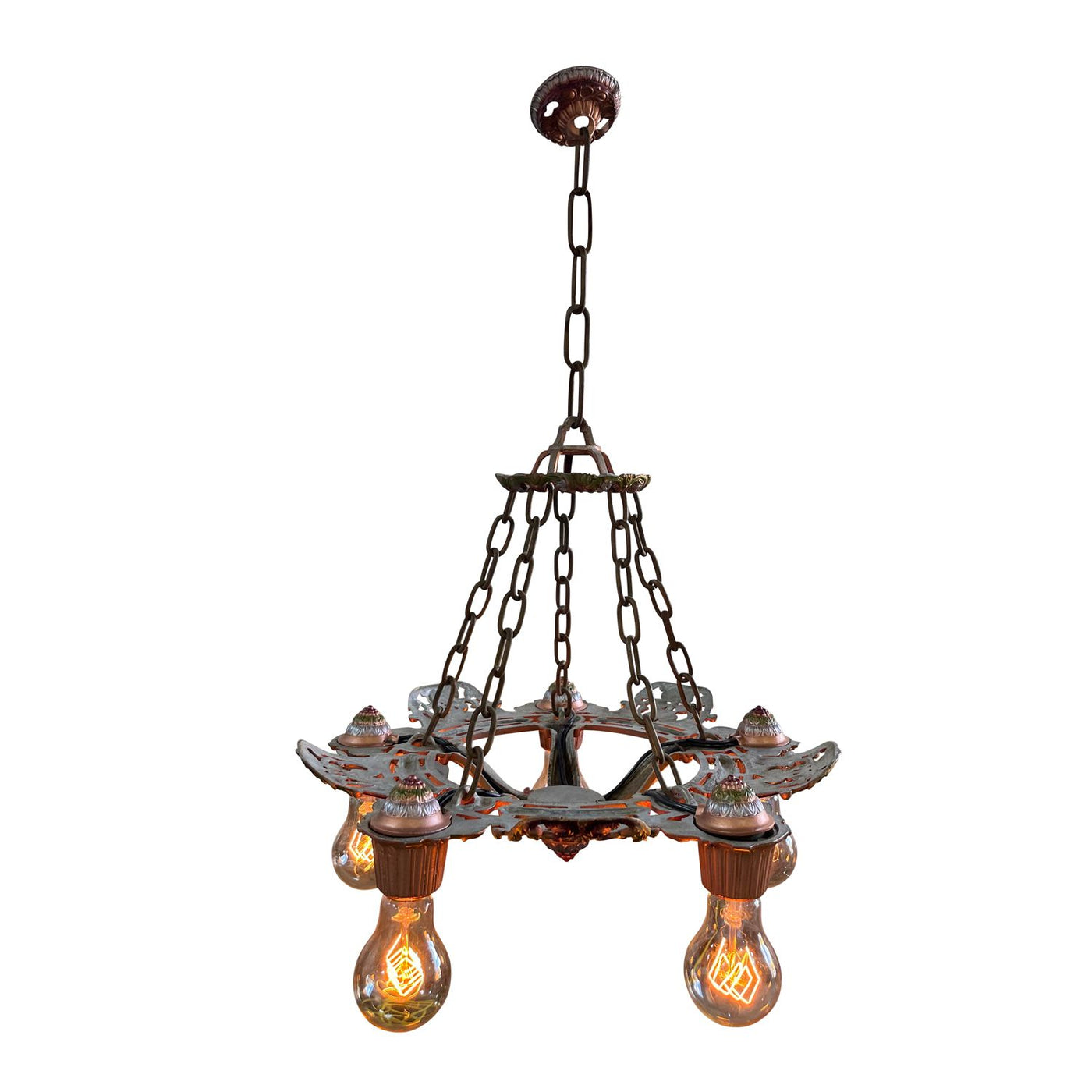 Antique Hardware 24 Inch Theatre Style 5-Light Antique Chandelier Chandeliers