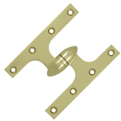 ##Antique Hardware## 6 Inch x 4 1/2 Inch Solid Brass Olive Knuckle Hinge