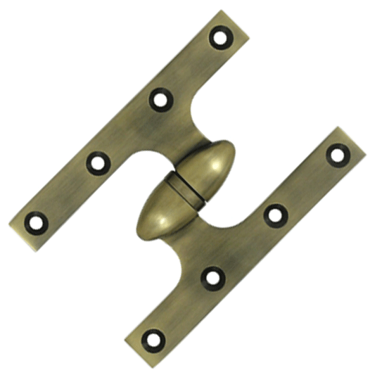 ##Antique Hardware## 6 Inch x 4 Inch Solid Brass Olive Knuckle Hinge