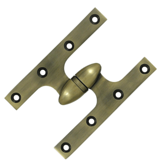 ##Antique Hardware## 6 Inch x 4 Inch Solid Brass Olive Knuckle Hinge