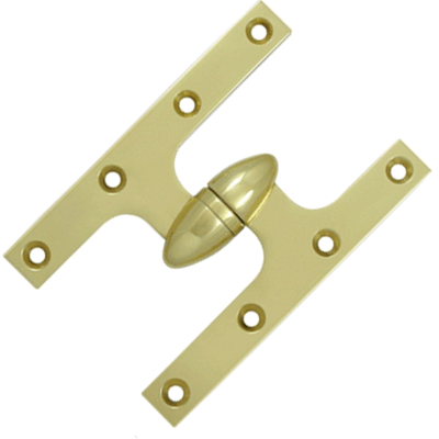 ##Antique Hardware## 6 Inch x 4 Inch Solid Brass Olive Knuckle Hinge