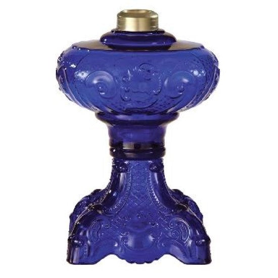 ##Antique Hardware## Victorian Shade Glass Hurricane Lamp (Cobalt Blue)