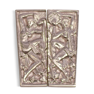 ##Antique Hardware## 4 3/8 Inch Overall Solid Brass Grecian Dancing Ladies Cabinet Pull Set (Brushed Nickel Finish)