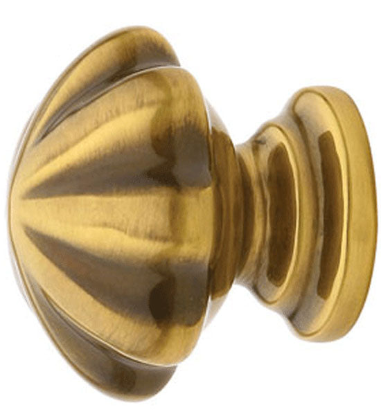 ##Antique Hardware## 1 1/4 Inch Solid Brass Melon Cabinet & Furniture Knob