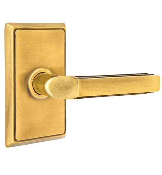 ##Antique Hardware## Solid Brass Milano Lever With Rectangular Rosette