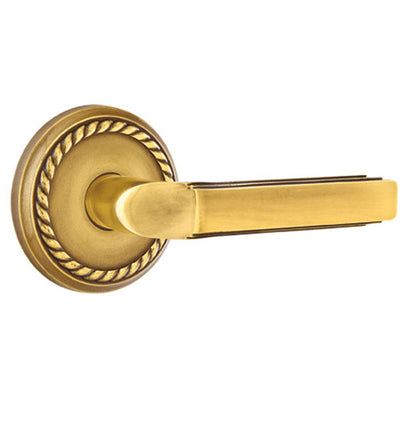 ##Antique Hardware## Solid Brass Milano Lever With Rope Rosette