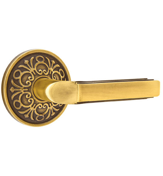 ##Antique Hardware## Solid Brass Milano Lever With Lancaster Rosette