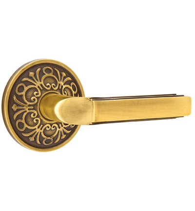 ##Antique Hardware## Solid Brass Milano Lever With Lancaster Rosette