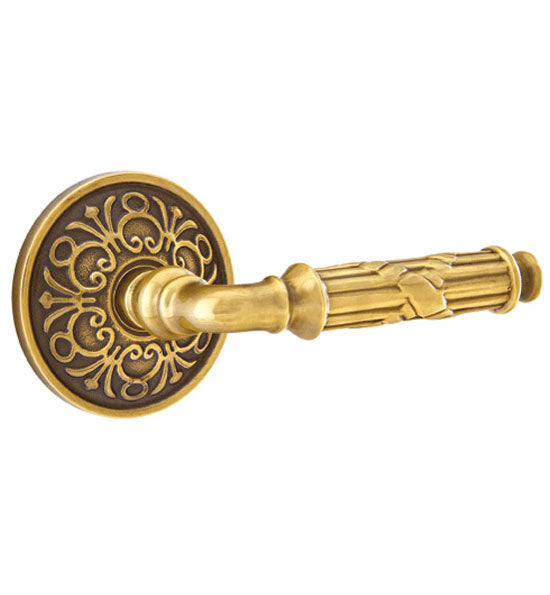 ##Antique Hardware## Solid Brass Ribbon & Reed Lever With Lancaster Rosette