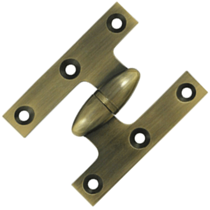 ##Antique Hardware## 2 1/2 Inch x 2 Inch Solid Brass Olive Knuckle Hinge