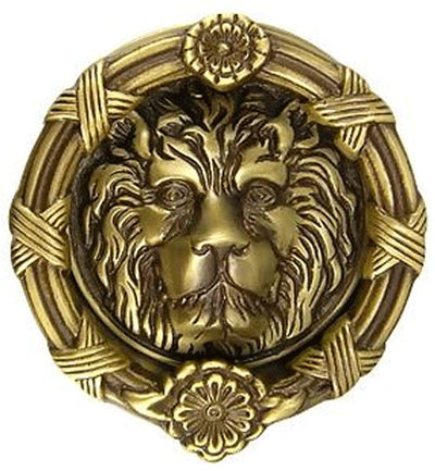 ##Antique Hardware## Ribbon & Reed 6 Inch Brass Lion Door Knocker (Several Finishes Available)