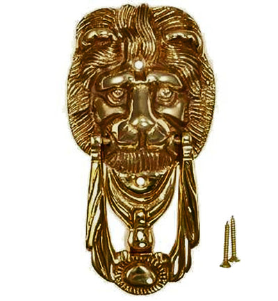 ##Antique Hardware## 6 1/8 Inch Solid Brass Lion Knocker & Ring (Antique Brass Finish)