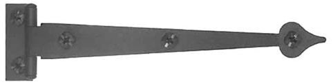 ##Antique Hardware## 6 1/2 Inch Cast Iron Strap Hinge: Pair of Black Matte Iron Strap Hinges (Offset)