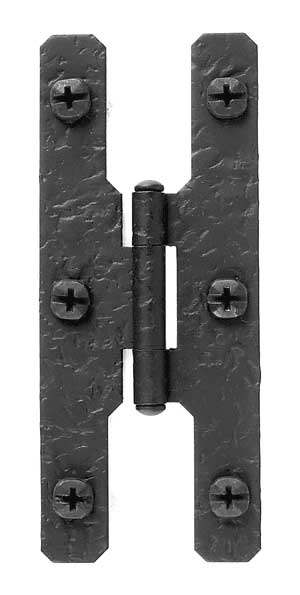 ##Antique Hardware## 7 Inch Cast Iron H Hinge: Pair of Black Matte Iron Hinges