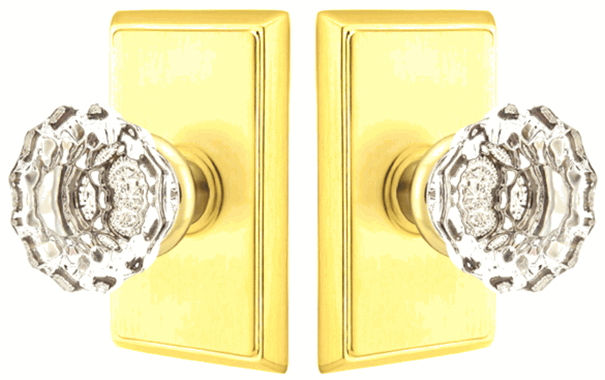 ##Antique Hardware## Emtek Crystal Astoria Door Knob Set With Rectangular Rosette (Several Finish Options)