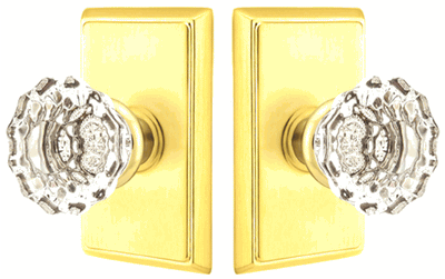 ##Antique Hardware## Emtek Crystal Astoria Door Knob Set With Rectangular Rosette (Several Finish Options)