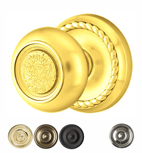 ##Antique Hardware## Solid Brass Belmont Door Knob Set With Rope Rosette (Several Finish Options)