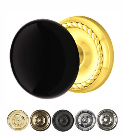 Antique Hardware Black Porcelain Ebony Door Knob Set With Rope Rosette (Several Finish Options) EMTEK DOOR KNOB