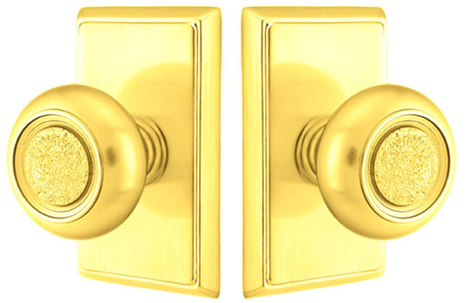 ##Antique Hardware## Solid Brass Belmont Door Knob Set With Rectangular Rosette (Several Finish Options)