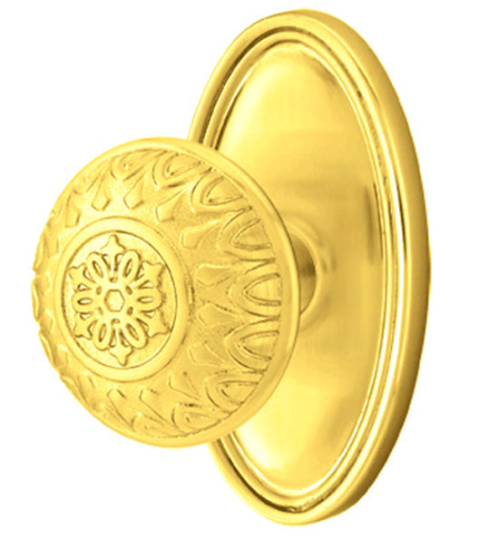 ##Antique Hardware## Solid Brass Lancaster Door Knob Set With Oval Rosette (Several Finish Options)