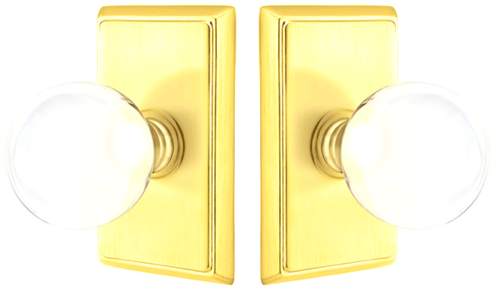 ##Antique Hardware## Crystal Bristol Door Knob Set With Rectangular Rosette (Severl Finish Options)