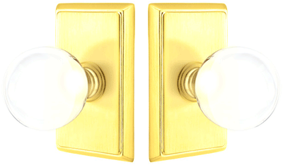 ##Antique Hardware## Crystal Bristol Door Knob Set With Rectangular Rosette (Severl Finish Options)