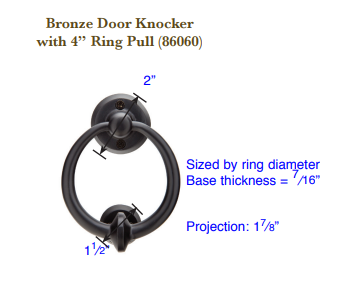 ##Antique Hardware## Emtek 86060 4" Height Bronze Door Knocker and Ring Pull