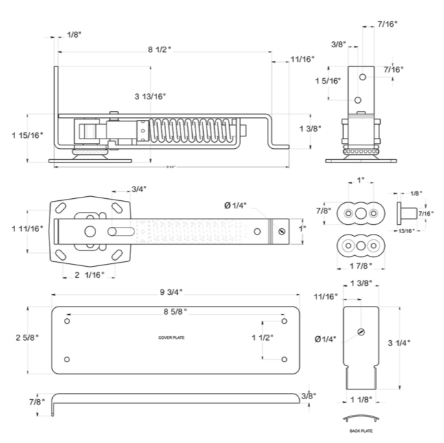 ##Antique Hardware## Double Action Solid Brass Spring Hinge