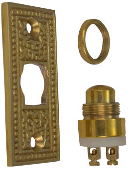 ##Antique Hardware## Solid Brass Rice Pattern Door Bell (Several Finishes Available)