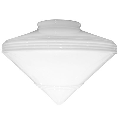 ##Antique Hardware## 14 Inch Art Deco Style Milk Glass Light Shade (6 Inch Fitter)