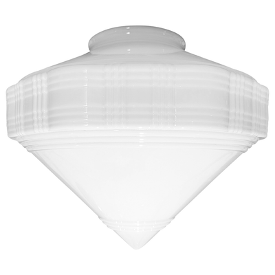 ##Antique Hardware## 15 Inch Art Deco Style Milk Glass Light Shade (6 Inch Fitter)