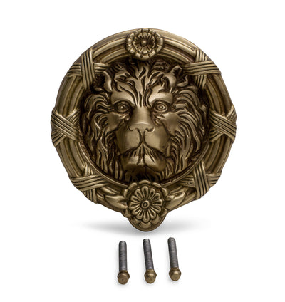 ##Antique Hardware## Ribbon & Reed 6 Inch Brass Lion Door Knocker (Several Finishes Available)