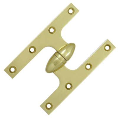 ##Antique Hardware## 6 Inch x 4 Inch Solid Brass Olive Knuckle Hinge