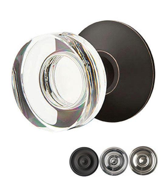 ##Antique Hardware## Modern Disc Crystal Door Knob Set With Modern Rosette (Several Finish Options)