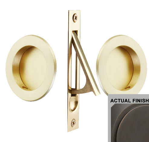 ##Antique Hardware## Solid Brass Round Pocket Door Pull Set