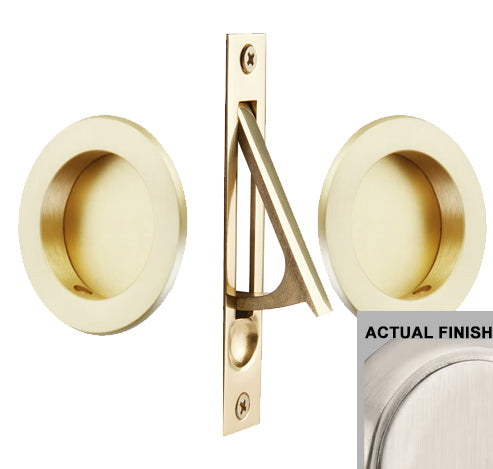 ##Antique Hardware## Solid Brass Round Pocket Door Pull Set