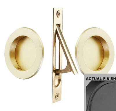 ##Antique Hardware## Solid Brass Round Pocket Door Pull Set