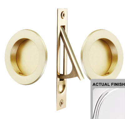 ##Antique Hardware## Solid Brass Round Pocket Door Pull Set