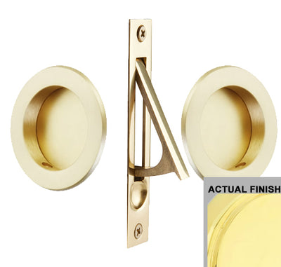 ##Antique Hardware## Solid Brass Round Pocket Door Pull Set