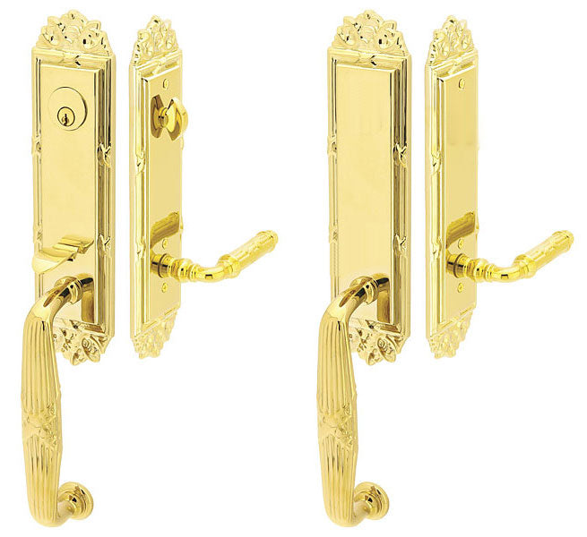 ##Antique Hardware## Solid Brass Regency  Style Mortise Double Door Entryway Set