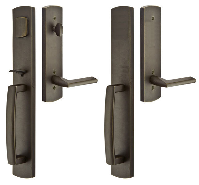 ##Antique Hardware## Solid Brass Longmont Style Mortise Double Door Entryway Set