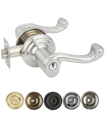 ##Antique Hardware## Solid Brass Rope Key In Door Lever with Regular Rosette (Several Finish Options)