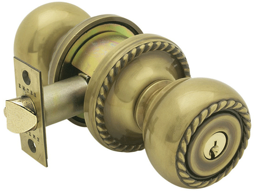 ##Antique Hardware## Solid Brass Key In Rope Door Knob Set With Rope Rosette