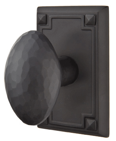 ##Antique Hardware## Hammered Egg Knob With Rectangular Rosette (Several Finish Options)