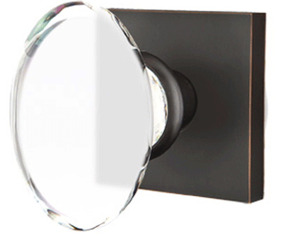 ##Antique Hardware## Crystal Hampton Door Knob Set With Square Rosette (Several Finish Options)