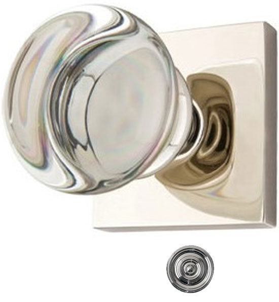 Antique Hardware Round Crystal Door Knob Set with Square Rosette (Several Finish Options) Door Knobs & Handles