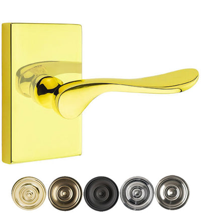 Antique Hardware Emtek Solid Brass Luzern Lever With Modern Rectangular Rosette (Several Finish Options) EMTEK LEVER DOOR KNOB